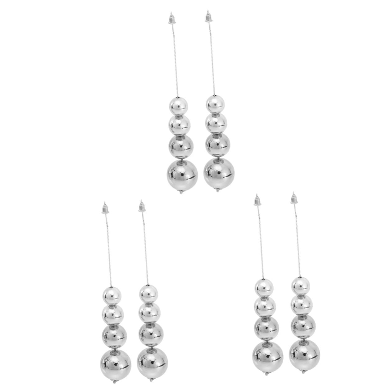 SAFIGLE 3 Pairs Ccb Beaded Earrings Acrylic Earrings Gold Drop Earrings Pearl Pendant Tassel Ear Studs Acrylic Ear Dangler Gold Dangle Earrings Tassel Ear Pendant Silver Acrylic (ccb)