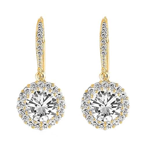 Image of LYGBAOFUL 14k Gold Full Of Zirconium Earrings Round Peridot Gemstone Topaz Earring Garnet Jewelry For Women Drop Earring