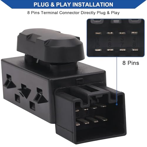 6 Way Driver Side Power Seat Adjustment Switch w/Knob Cover Compatible with Ford Edge Escape Expedition Flex F150 F250 F350 F450 F550 Super Duty MKX Milan Replaces# 9L3Z14A701A 5F9Z14A701AA PSW5