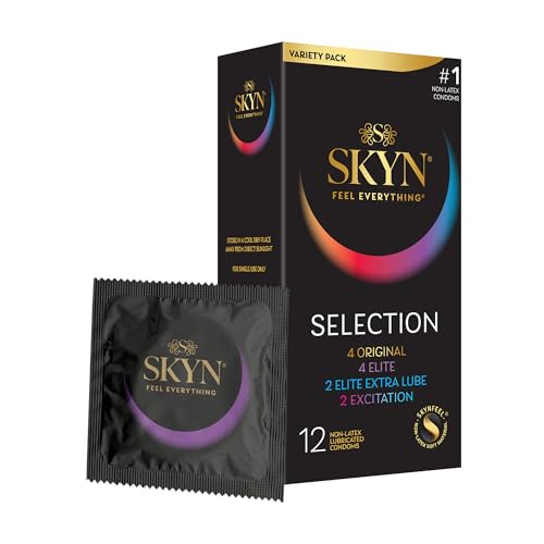 SKYN Selection Latex-Free Condoms - 12 Count - New Variety Pack Includes SKYN Original, Elite, Excitation and Elite Extra Lube Condoms