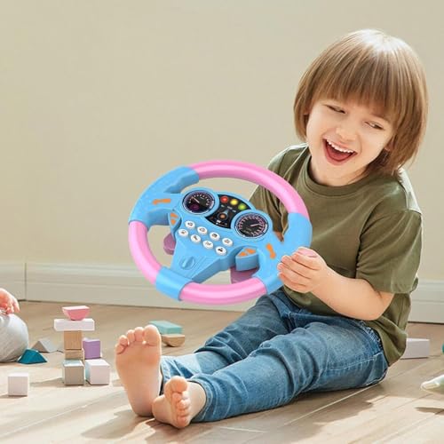 Image of Kids Driving Steering Wheel Funny Interactive Driving Wheel with Music (New Pink)