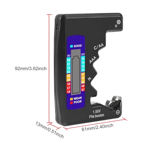 UMLIFE 2PACK BT-886 Battery Tester Checker BatteryTester for Battery C D 9V AA AAA 1.5V -Black