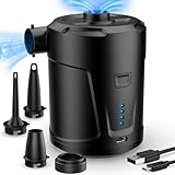 Air Pump for Inflatables,Air Mattress Pump,5200mAh Battery,Camping Essentials,Electric Air Pump,4 Air Nozzles,Fast Inflator Deflate for Inflatable mat,Air Mattresses Beds,Pool Floats,Vacuum Storage