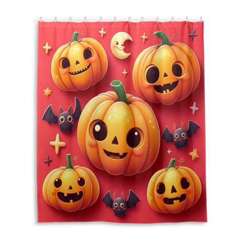 DUOBU Jack-o-Lantern Pumpkins Shower Curtain Washable Waterproof Fabric Bath Curtain 60x72Inch Shower Curtains with Hooks for Bathroom Decor