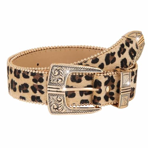 Women Leather Belt Leopard Print Belt for Ladies Fashion Waist Belts for Jean Pants Dress