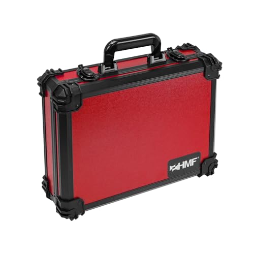 HMF 15502-03 Transportkoffer mit Rasterschaumstoff, Universalkoffer | 39 x 29 x 12 cm | Rot