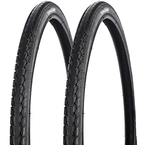 2PC 24x1.25 Fahrradreifen mit Stadtprofil 24-1.25 32-507 ISO und 24 1.25 Robuster Schwarzer Reifen für City- und Leicht-MTB-Räder