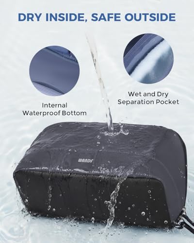 Image of WANDF PU Leather Toiletry Bag for Men, Dopp Kit with Hanging Pouch