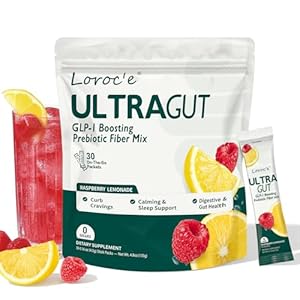 UltraGut GLP-1 Booster Fiber Mix Drink, Cortisol Reducer & Sleep Aid, for Weight Loss & Gut Health – with Prebiotics, Magnesium Glycinate, L-Theanine, Ashwagandha, Vitamin D, No Sugar, 30 Servings
