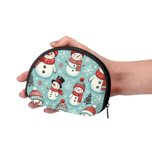 Portable Coin Purse Xmas-Tree-Snowmen-Snowflakes Mini Zippered Money Pouch Card Holder3