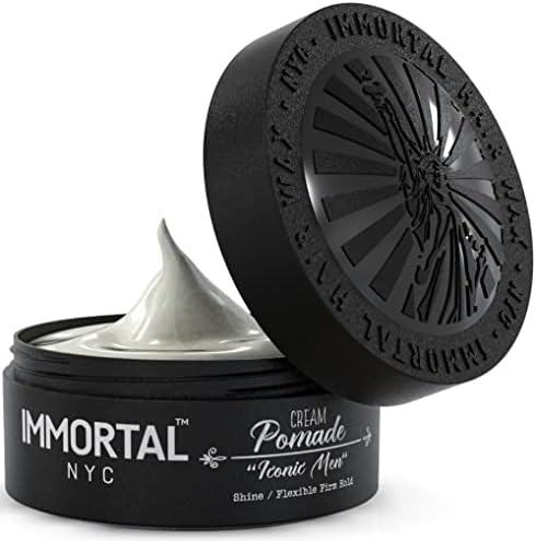 IMMORTAL NYC Hair Styling Pomade - Iconic Man, Flexible Medium Hold, Low Shine Pomade - Mens Water Based, No Residue Hair Balm - All Natural Pomade Cream for All Hair Types