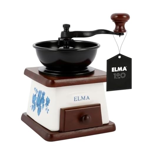 ELMA Molinillo de Café Manual de Cerámica para Uso Decorativo I 12,5x 12,5x 17cm I No Muele Café I Estilo Vintage