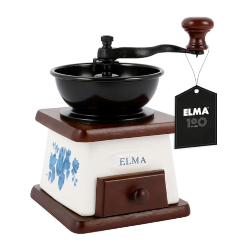 ELMA Molino de Café Decorativo, Molinillo de Cerámica Vintage Estilo Retro | Pieza Decorativa para Cocina, Salón o Cafetería | No Muele Café, 12,5 x 12,5 x 17 cm, Color Oscuro