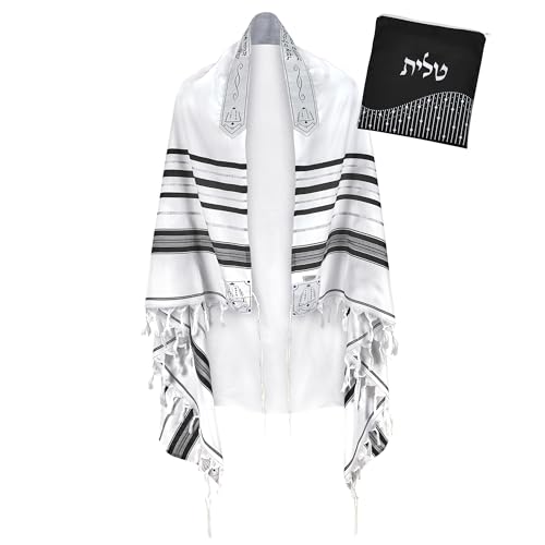 Châle de prière tallit noir et argenté pour les fêtes de famille et la synagogue