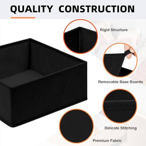 Criusia Drawer Organizer - 6 Pack Clothes Bins for Bedroom & Nursery - Dividers for Socks, Underwear & Baby Clothes - Black - Thumbnail 6