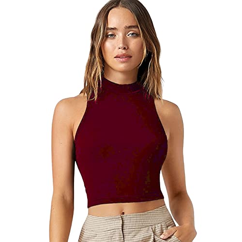 Image of Women's Solid Ribbed Crop Tank Top - Stylish Western Sleeveless Top for Girls