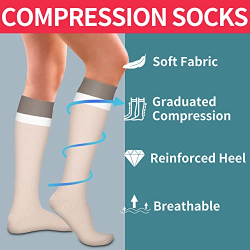 Image of Laite Hebe 4 Pairs-Compression Socks for Women&Men Circulation-Best Support for Nurses,Running,Athletic