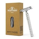 Double Edge Safety Razor | Metal Classic Style | Sustainable and Reusable | Perfect for Daily Shave | Fit for all DE Razor Blades | VINTAGE BARBER LONDON