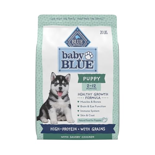Blue Buffalo Baby Blue Natural Dry Food for Puppies, Healthy Growth Formula with DHA, High-Protein Savory Chicken Recipe, 20-lb. Bag