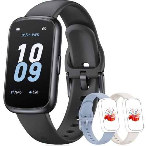 BOALZETD Smartwatch Donna Uomo, 1,47'' Orologio Smartwatch Piccolo con 24/7 Cardiofrequenzimetro, Sonno, Contapassi, Orologio Fitness Resistente 3 ATM Include 3 Cinturini per Android iOS, Nero