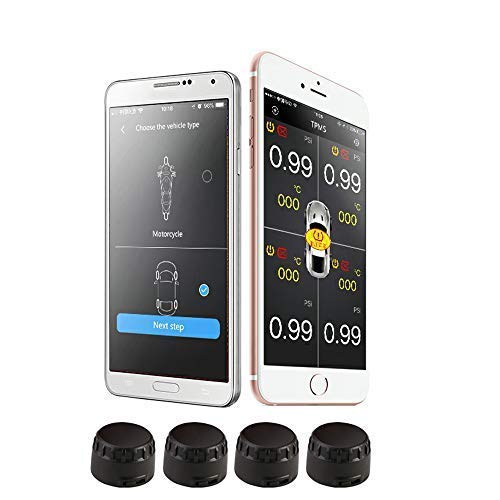 3T6B Car Bluetooth TPMS Tire Pressure Monitoring System Phone APP Monitoring with 4 External Sensors for Car