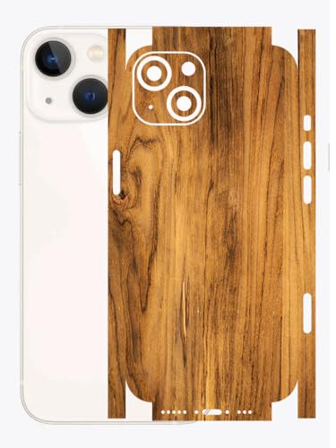 Image of AtOdds - Full Body Back Screen Guard Protector Film - Wooden Textured Lamination Wrap Skin Sticker for iPhone 13 mini | Scratchproof Matte Finish (Design - Oak Wood)