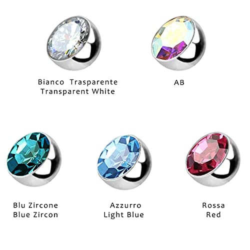 WARRIOR Piercing Nez Stud Nez Courbé avec Boule de Cristal Tchèque Acier Chirurgical 316L Stérile 22G (0.8 mm) Longueur 6.5 mm x 2.5 mm PBS-002 (SAPHIRE CLAIR) – vue 3