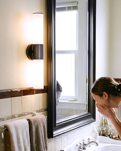 Image of 2-Light Bathroom Vanity Lighting Fixture, Oil Rubbed Bronze Wall Sconce with Opal White Glass, E26 Stocket Indoor Wall Lamp, Modern Mirror Light. 2 Pack