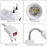 HENGBIRD 2 x adapter E27 – elastyczna lampa typu łabędzia szyja do gniazdka z wtyczką UE, oprawa 20 cm z wtyczką, odporna na wysokie temperatury PBT do czytania LED