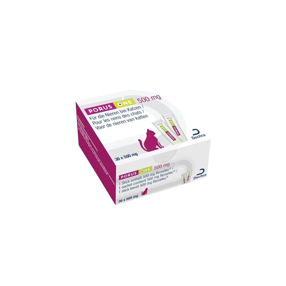 Porus One | 30 x 500 MG | Complément Alimentaire à Faible teneur en protéines | pour Chats souffrant de problèmes rénaux | pour réduire l'augmentation des toxines urémiques