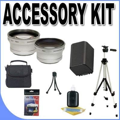 FH100 Lithium Ion Replacement Battery BigVALUEInc Accessory Saver Tripod 37mm Lens Case Bundle f/Sony Camcorders