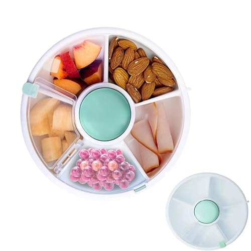 Snack Spinner,Rotierende Aufbewahrung Snackspender Kinder,Snackbox mit Fächern,Snackbox Mit Deckel,Geeignet zur Aufbewahrung von Snackles,Süßigkeiten, Keksen, Obst, Geeignet für Picknicks,Green
