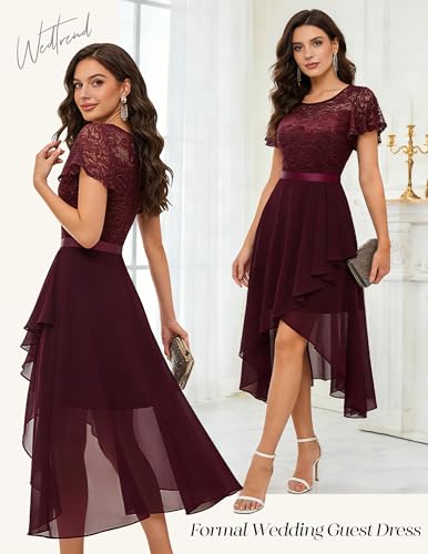 Image of Wedtrend Women's Formal Wedding Guest Dress Ruffle Bridesmaid Dress Flutter Sleeve Prom Dresses for Teens