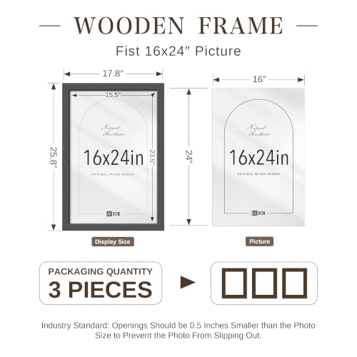 VCK 16x24 Picture Frames Set of 3, Grey Woodgrain, Wall Hanging by VCK - Used condition - Image 2