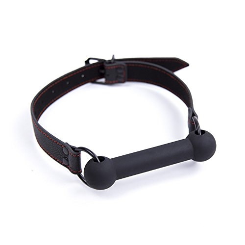 Image of Leather Restraints Ball Mouth Plug Silicone Bondage Ball Gag Bondage Restraints Bite Gag Adult Sex Toys Faux Leather Open Mouth Gag with Silicone Bar (B2)