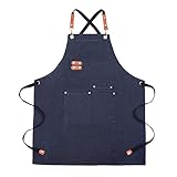 Tela de alta calidad: este delantal está hecho de tela de alta calidad, que es suave, transpirable, duradera y resistente al desgaste. Use este delantal de cocción para mantener su ropa y el cuerpo limpio y seco.