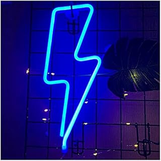 ENUOLI Lightning Bolt Neon Light Blue Neon Light Signs Neon Lights for Walls USB/Battery Powered Neon Night Lights Neon Lights Lightning LED Lights up Signs for Bedroom Game Room Decoration