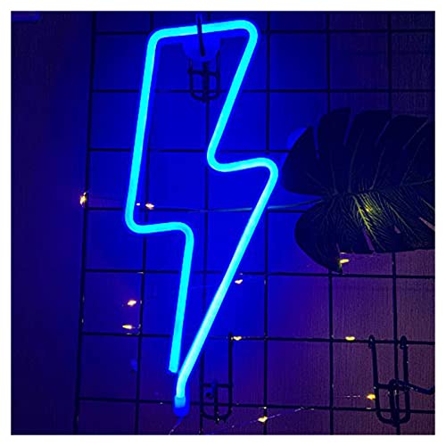 ENUOLI Lightning Bolt Neon Light Blue Color for walls USB/Battery Powered Neon Night Lights Lightning LED Lights up Signs for Bedroom Game Room Decoration