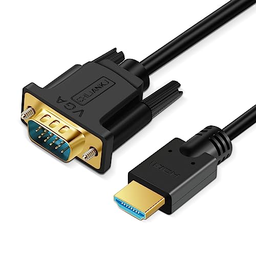 CHLIANKJ Câble adaptateur HDMI vers VGA (Male à Male) en plaqué or, Compatible avec Moniteur, projecteur, HDTV, Portable, PC Etc (1M)