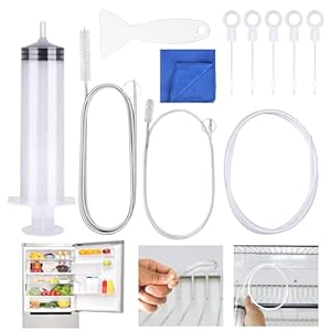 Furuising 11 Stuks Koelkast Afvoer Gat Schoonmaken Tool, Koelkast Afvoergat Reinigingsgereedschap, Koelkastreinigingsset met Spuit,Ijskrabber voor de Huishoudelijke Reiniging van de Koelkast Keuken