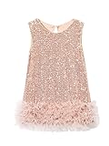 Tutu.kk Toddler Girls Sequin Dress A-Line Sparkly Sleeveless Wedding Party Gown Dresses for Girls Champagne 18-24 Months