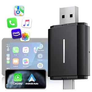 Lamto Draadloze Carplay Adapter 2 in 1 voor A-pple CarPlay & Android Auto, Draadloze CarPlay Dongle Converteert Bekabeld Naar Draadloos, Plug & Play, Ondersteunt iOS 10+ & Android 11+