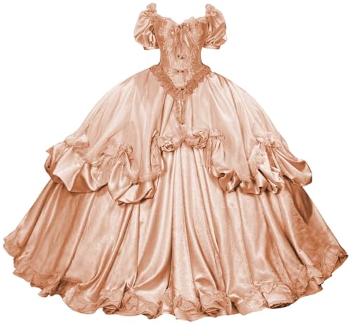 Mouccy Luxury Sweetheart Victorian Dress Lace Satin Quinceanera Dresses Petite Short Sleeve Rose Gold Birthday Gowns with Ruffles 2