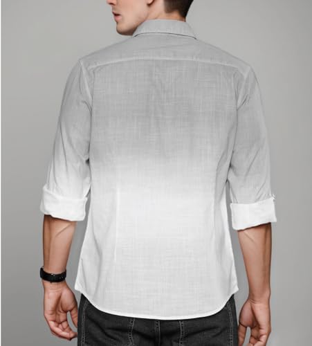 Image of IndoPrimo Men's Cotton Shirt with Full Sleeves Spread Collar Classic Style Solid Pattern Regular Fit and Standard Length