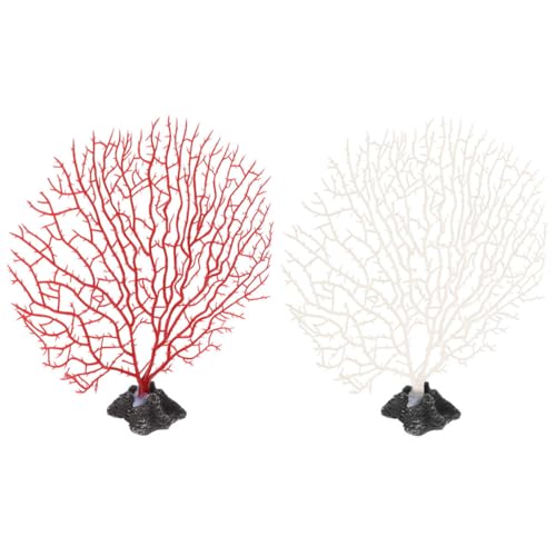 Gadpiparty 2 Stück Sushi Teller mit Künstlicher Korallen Dekoration Kleine Weiße und Rote Sashimi Platten aus Langlebigem Material für Anrichten und Tischdekor