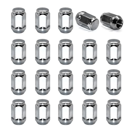 Image of 1 /2-20 Chrome Closed End Bulge Acorn Lug Nuts, 1.38 inch Tall 3 /4 inch Hex, 20pcs Cone Seat Lug Nuts