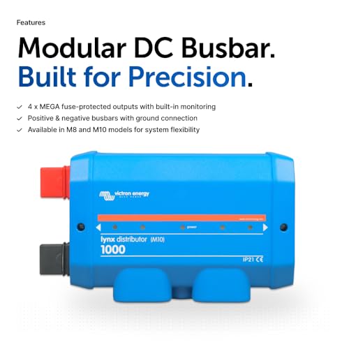 Image of Victron Energy Lynx Distributor - Modular M10 DC Bus Bar with 4 Fuses
