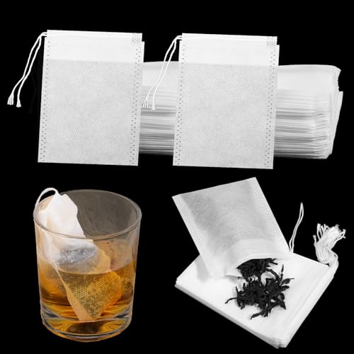 Dimeho 2000 Pcs Disposable Tea Bags Empty Coffee Sachets Filter Tea Filter Bags with Drawstring Mini Empty Teas Bag Corn Fiber Infuser Strainers for Loose Leaf Teas Coffee Spice