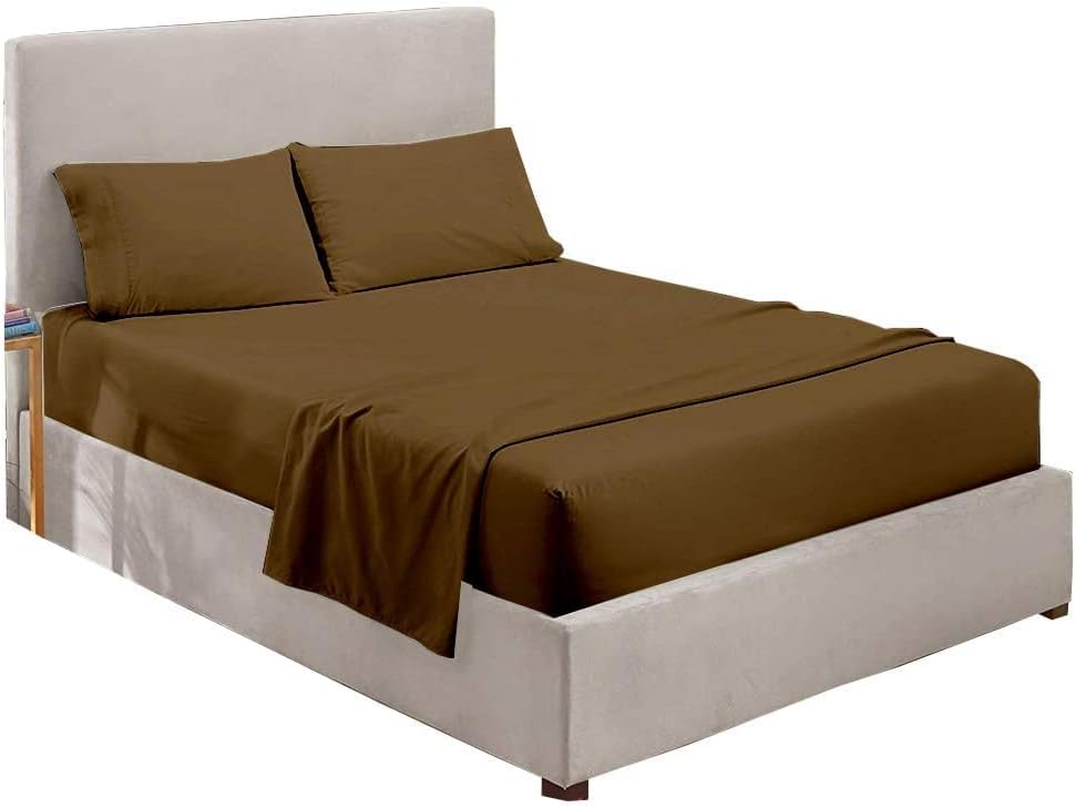 Miniatura 2 de Juego de sábanas de 800 hilos con patrón sólido de 15 a 18 pulgadas de profundidad, 100% algodón de fibra larga, suave y duradero, juego de sábanas