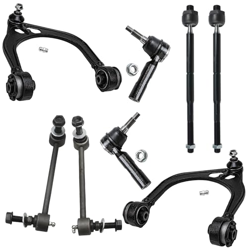 Image of Detroit Axle - RWD Front End Control Arms Kit for Chrysler 300 Dodge Challenger Charger Magnum, 2 Upper Control Arms 4 Tie Rod Ends 2 Stabilizer Sway Bars Replacement - 8pc Set